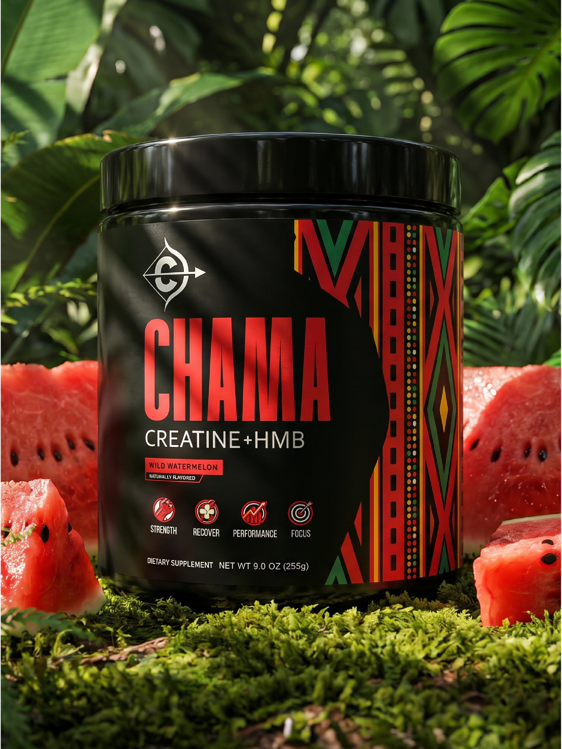 chama creatine wild watermelon creatine powder in the jungle with watermelon and moss